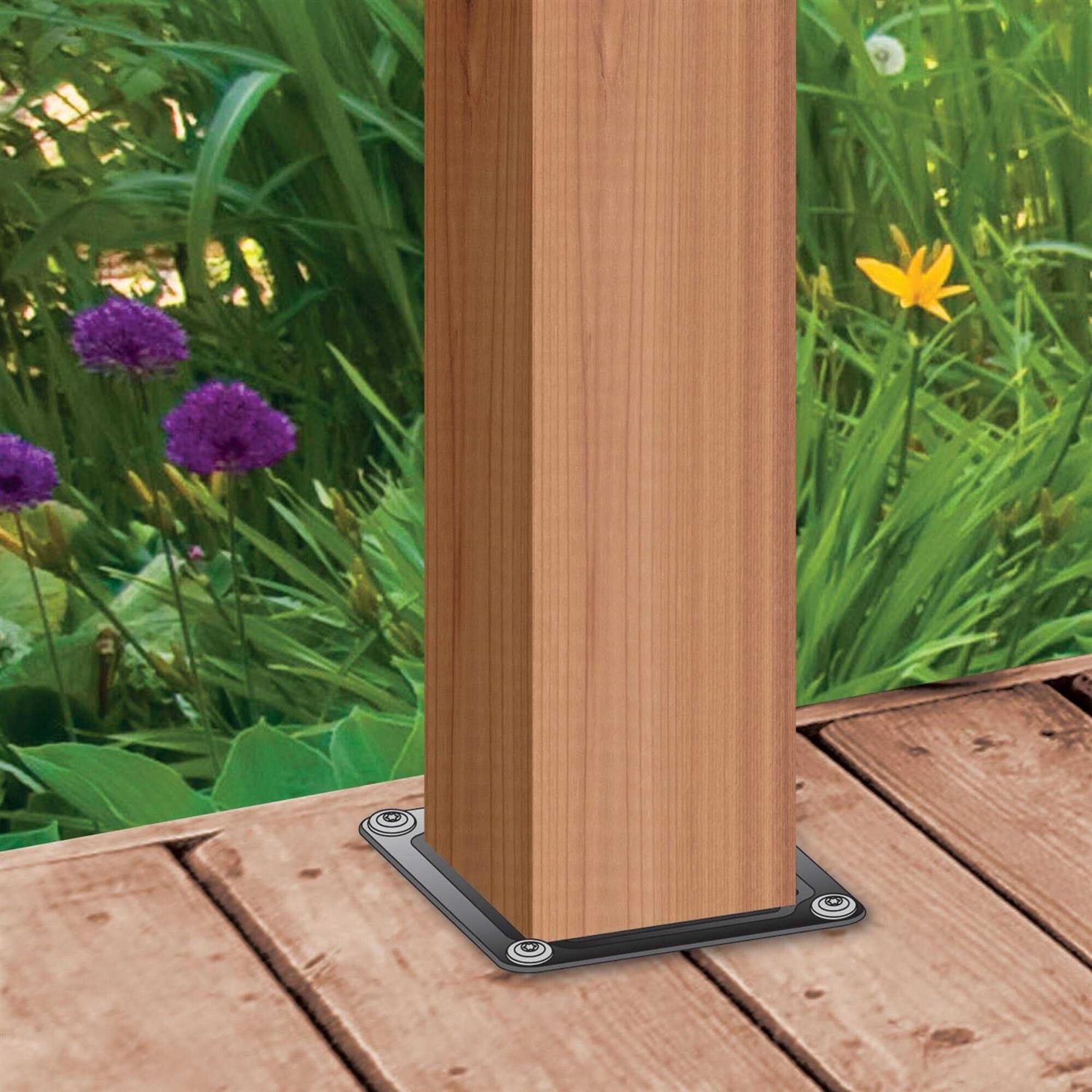 Nuvo Iron 4 in. x 4 in. Black Wood Post Connector Plate WPCP4B - Image 4