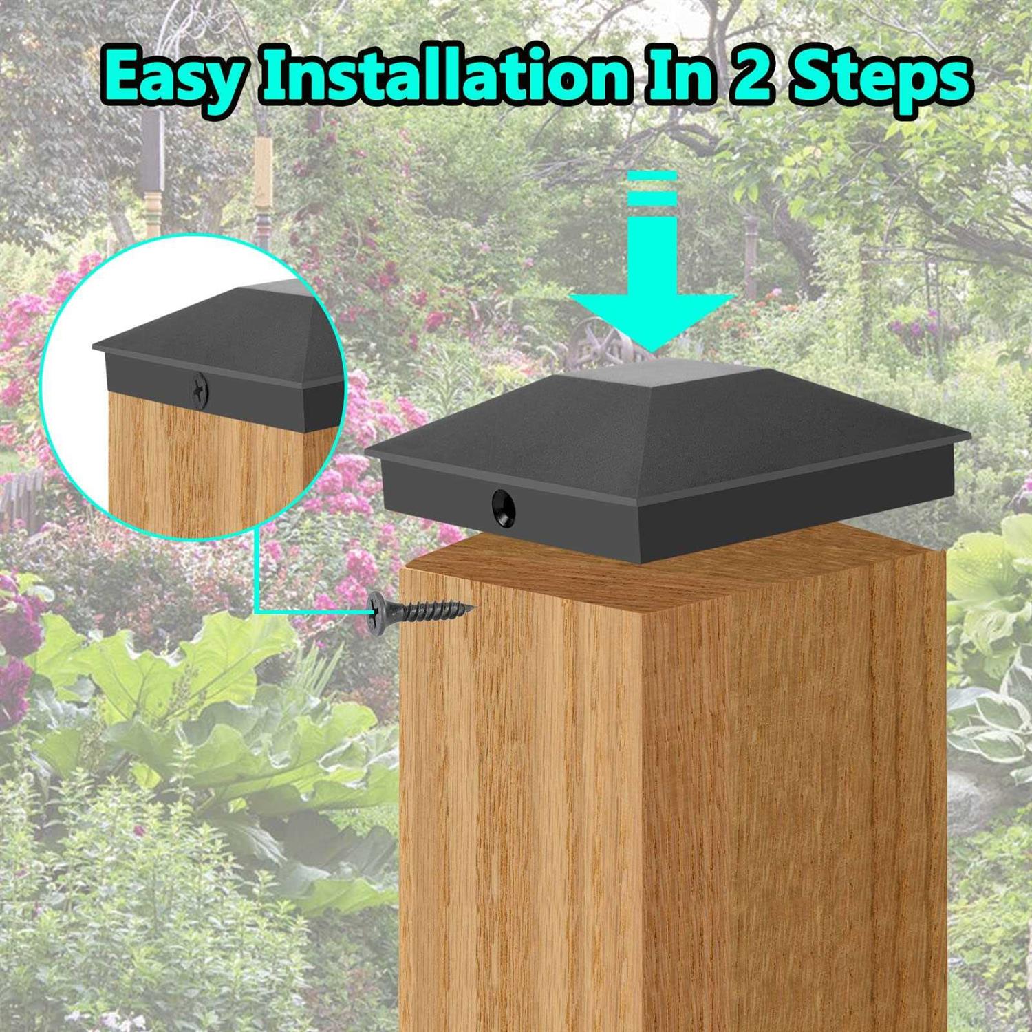 Eapele 4X4 Wood Fence Post Caps, PP Plastic Water-Proof UV-Proof, Keep Post from Cracking and Rotting - Image 5