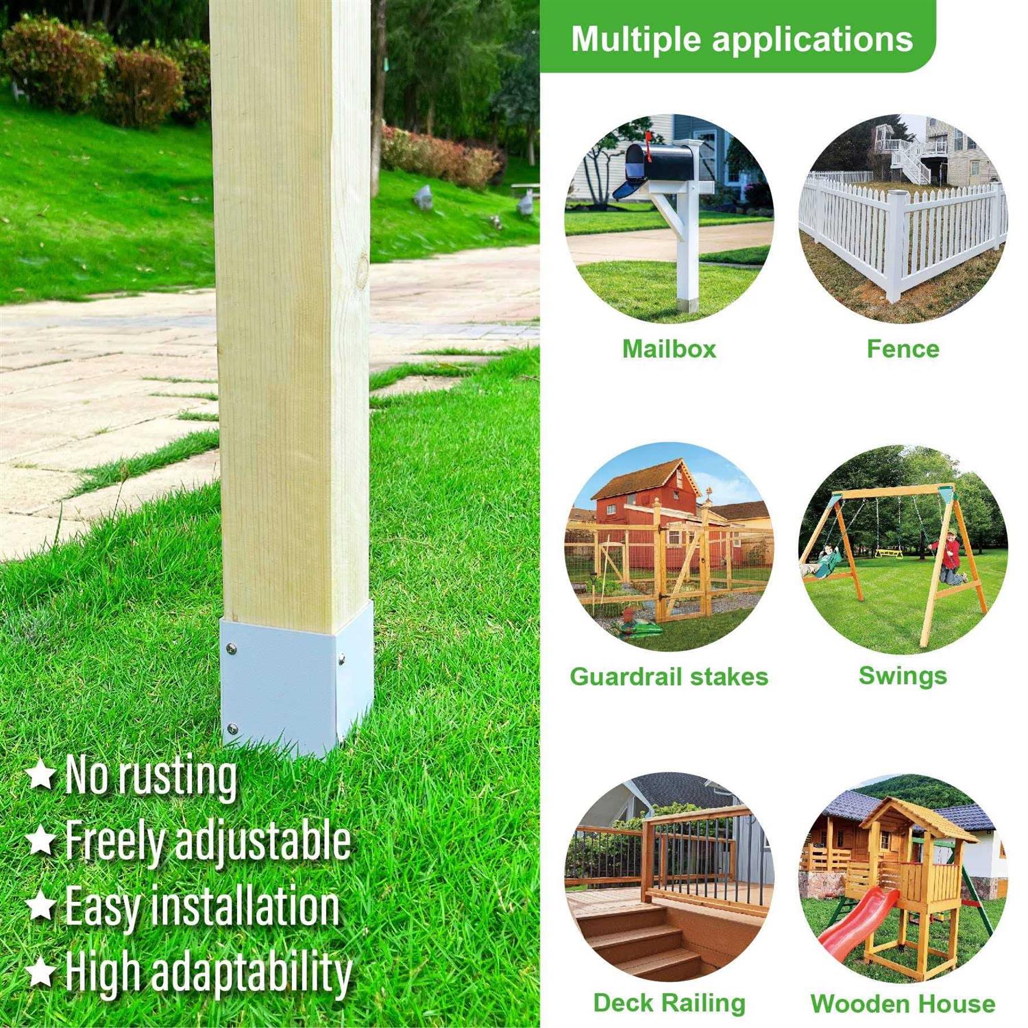 Wanhork 304 Stainless Steel Adjustable Post Protector, Protect mailboxes, Deck and Fences from rain and Damage to Maintenance - Image 3