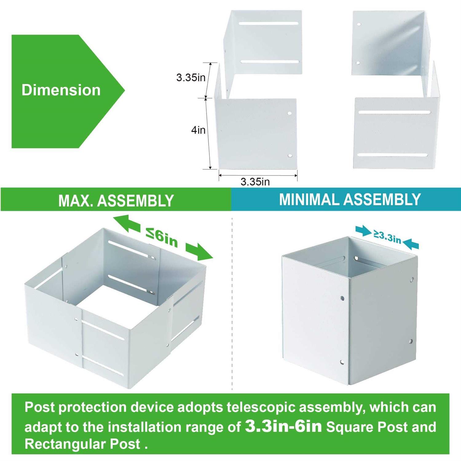 Wanhork 304 Stainless Steel Adjustable Post Protector, Protect mailboxes, Deck and Fences from rain and Damage to Maintenance - Image 5