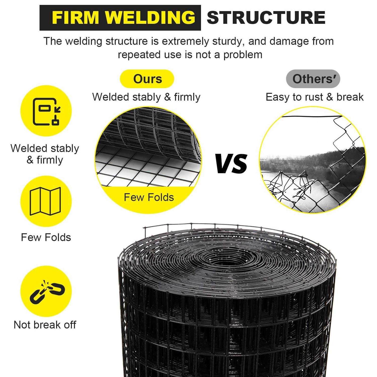 forimo 50' Hardware Cloth Gauge Black Vinyl Coated Welded Fence Mesh for Home and Garden Fence and Home Improvement Project - Image 4