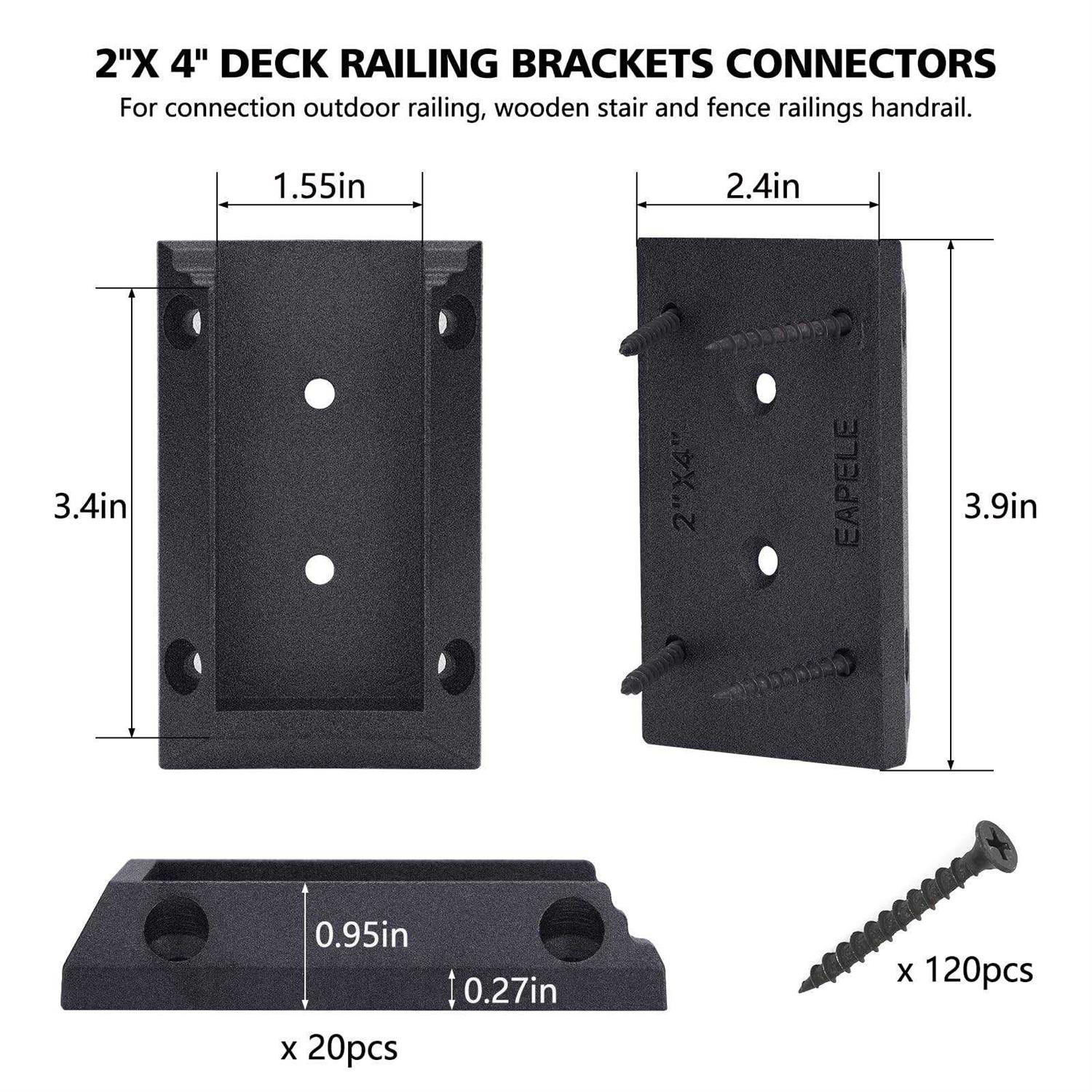 Eapele 20pcs Deck Railing Brackets Connectors with 120pcs Wood Screws - Image 5