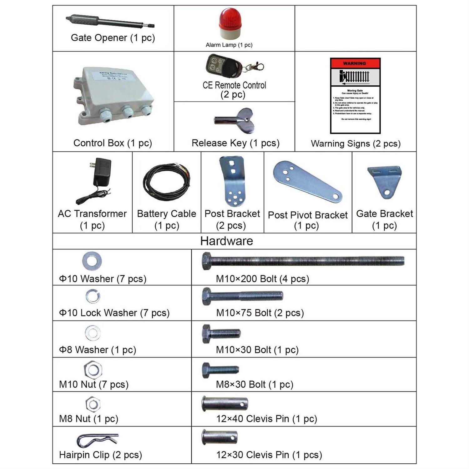 VEVOR Automatic Gate Opener Swing Gate Opener 838 lbs & 18 ft Length Door Remote LBKMJ850B1G700001V1 - Image 5