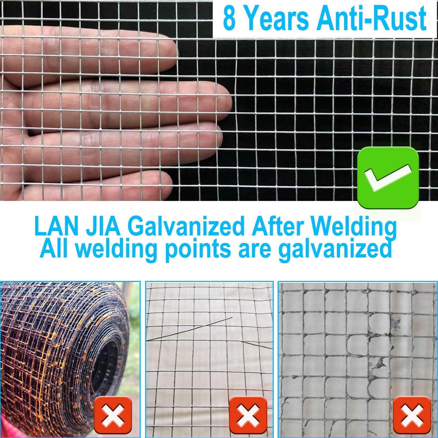 LAN JIA 1/4 Hardware Cloth 36inch x 50foot 23 Gauge Hot Dip Galvanized After Welding Chicken Wire Mesh Roll Galvanized Wire Mesh Roll Garden Fencing - Image 4