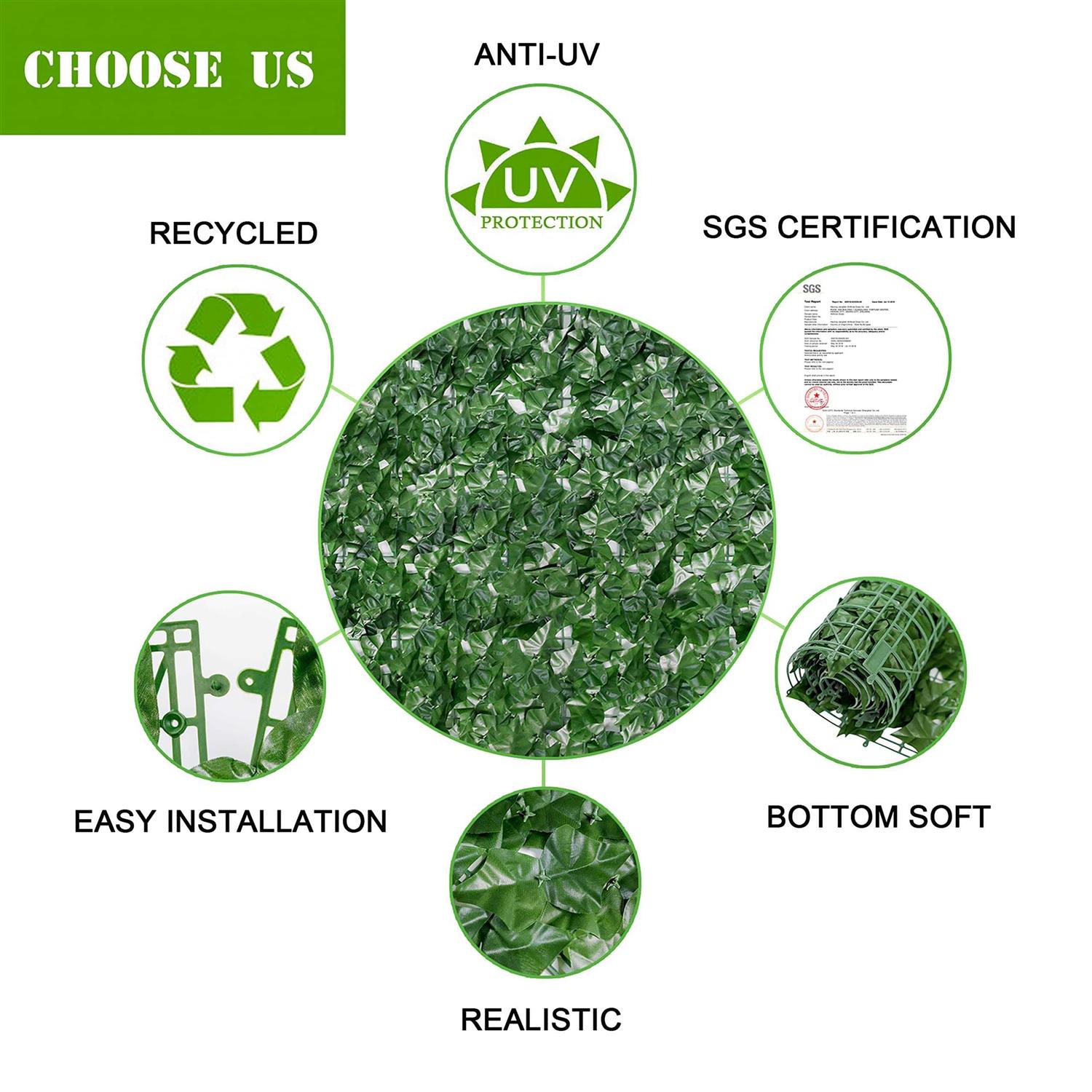 Bybeton Artificial Ivy Privacy Fence Screen 40 X UV-Anti Fake Leaves Vines Grass Wall For Patio Balcony Privacy - Image 5