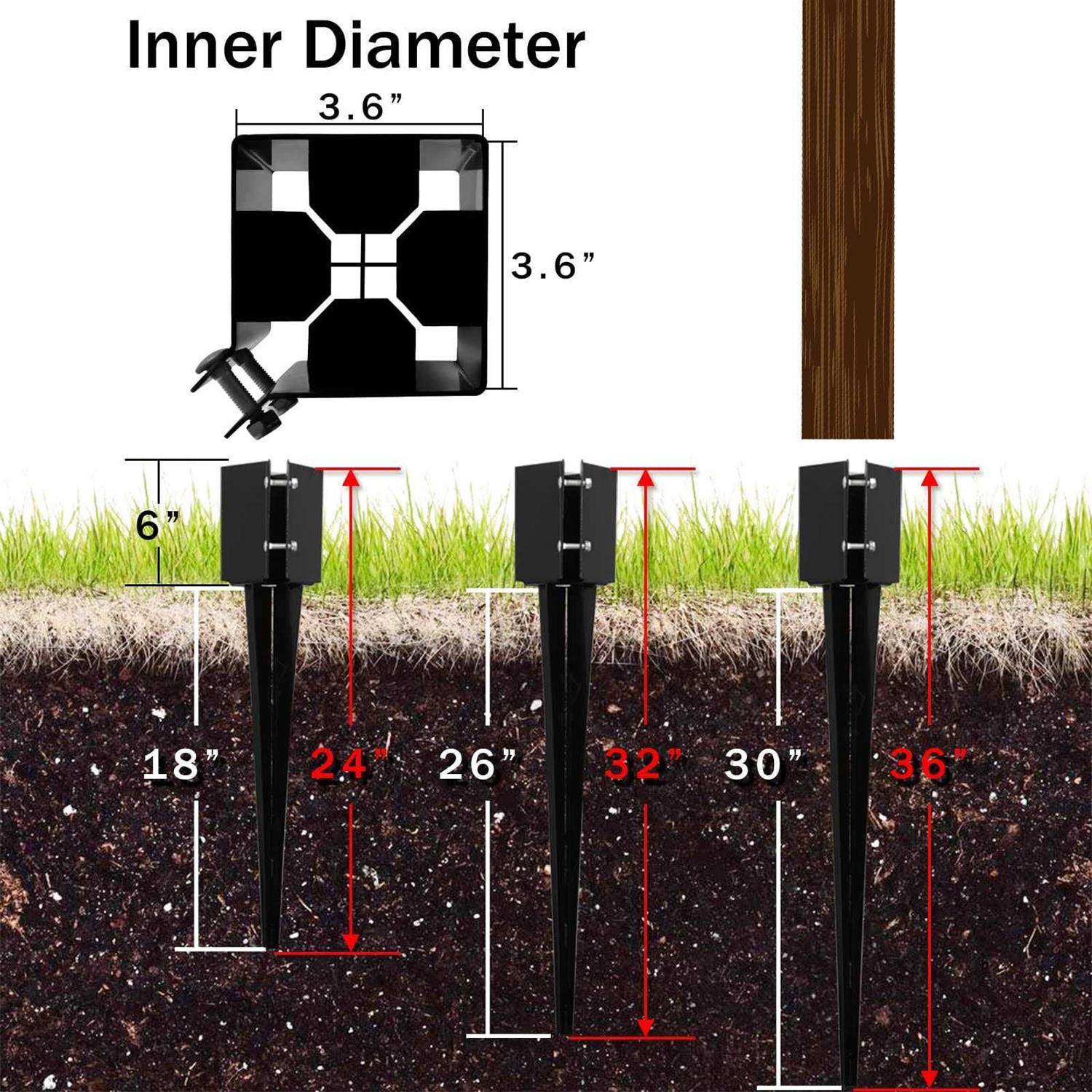 Gtongoko Fence Post Anchor Ground Spike Powder Coated 4 x 4 Inches Outer Diameter - Image 3