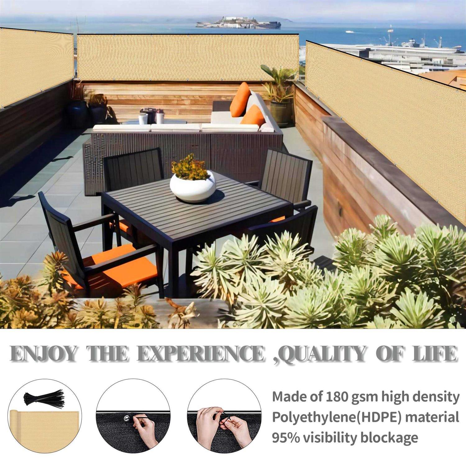 SUNNY GUARD Balcony Privacy Screen Fence Apartments Railing Cover Heavy Duty Windscreen for Outdoor,Backyard,Patio,Deck - Image 5