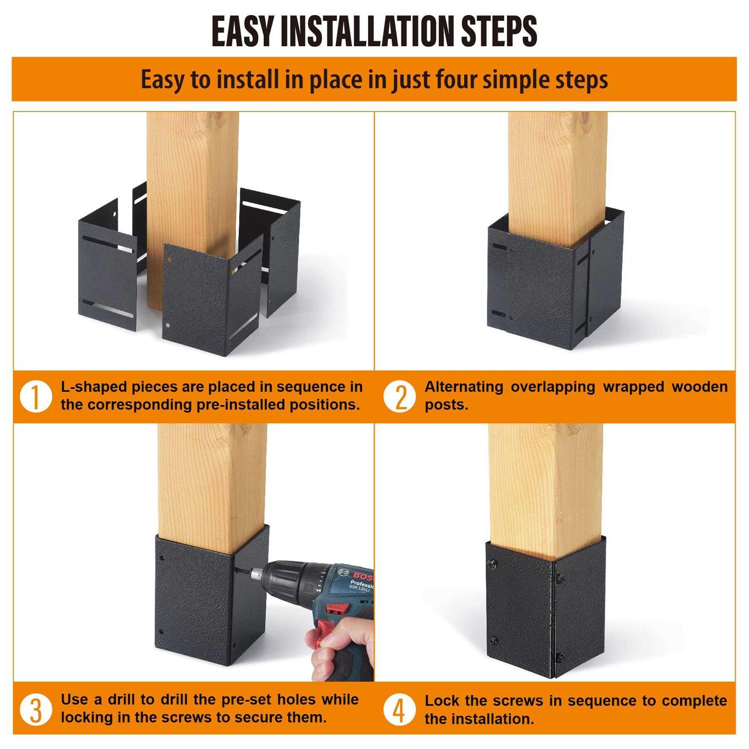 WOCEPU Stainless Steel Adjustable Post Protector, Protects Wooden Mailboxes and Fences from Lawnmower and rain Damage - Image 3