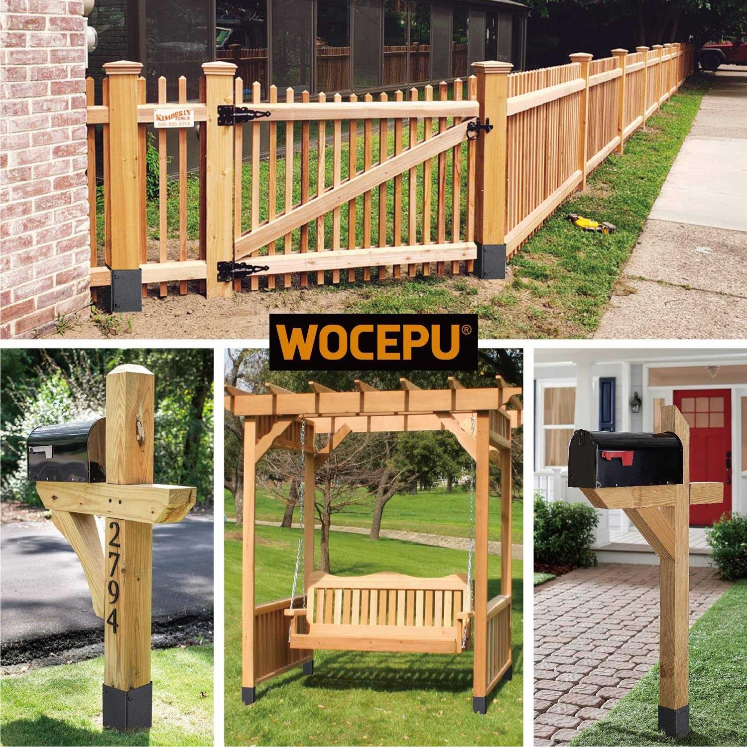 WOCEPU Stainless Steel Adjustable Post Protector, Protects Wooden Mailboxes and Fences from Lawnmower and rain Damage - Image 4