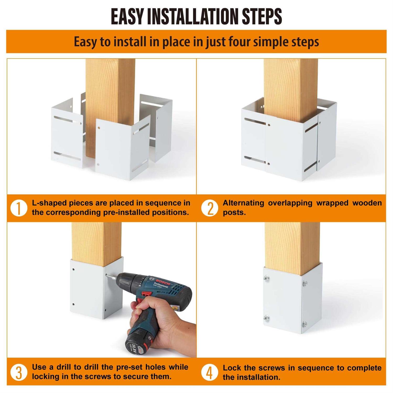 WOCEPU Stainless Steel Adjustable Post Protector, Protects Wooden Mailboxes and Fences from Lawnmower and rain Damage - Image 3