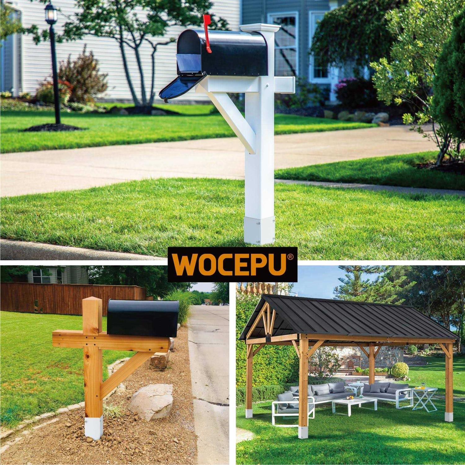 WOCEPU Stainless Steel Adjustable Post Protector, Protects Wooden Mailboxes and Fences from Lawnmower and rain Damage - Image 5