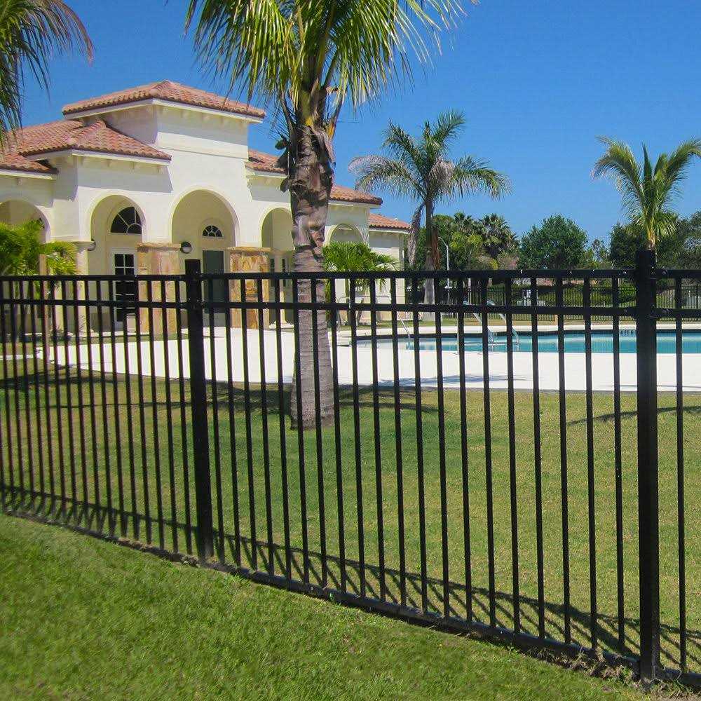Fortress Versai H x 7.5 ft. W Gloss Black Steel Flat Top Design Fence Panel - Image 3