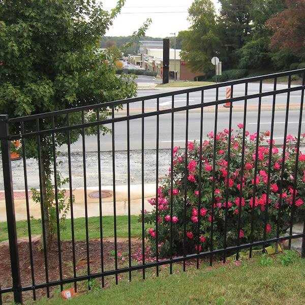 Fortress Versai H x 7.5 ft. W Gloss Black Steel Flat Top Design Fence Panel - Image 4