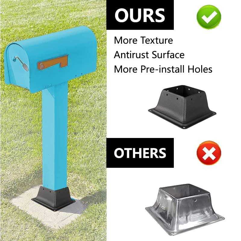 SPACEEUP 4x4 Post Base Black Square Brackets Internal Size 3.5 x 3.5 Inch Heavy Duty Steel Deck Post Base Cover Fit for 4 x 4 Standard Wood - Image 4