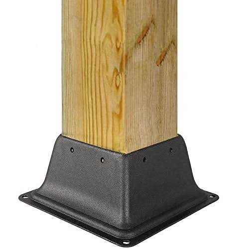 SPACEEUP 4x4 Post Base Black Square Brackets Internal Size 3.5 x 3.5 Inch Heavy Duty Steel Deck Post Base Cover Fit for 4 x 4 Standard Wood - Image 4