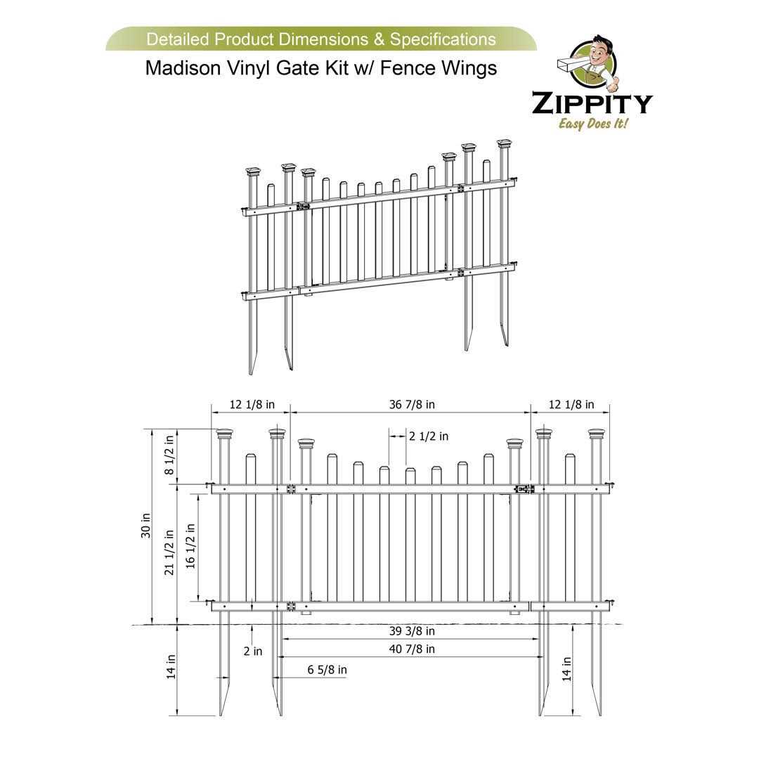 2.5 ft. H x 5 ft. W Madison Vinyl Gate Kit Zippity Outdoor Products - Image 3