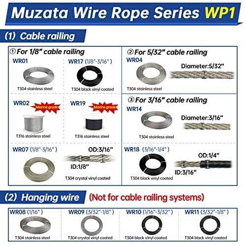 MUZATA 1/8 Black Wire Rope T316 Stainless Steel Marine Grade for Indoor Interior Cable Railing Aircraft Stair Deck Fencing 7x7 Strand DIY - Image 4