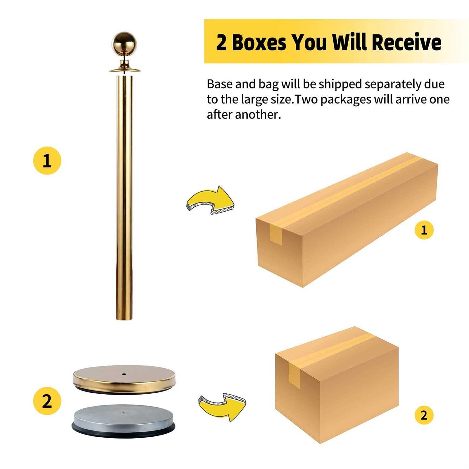 YumHome Gold Stanchion Set Stanchion Posts Queue Pole 5FT 1 - Image 3