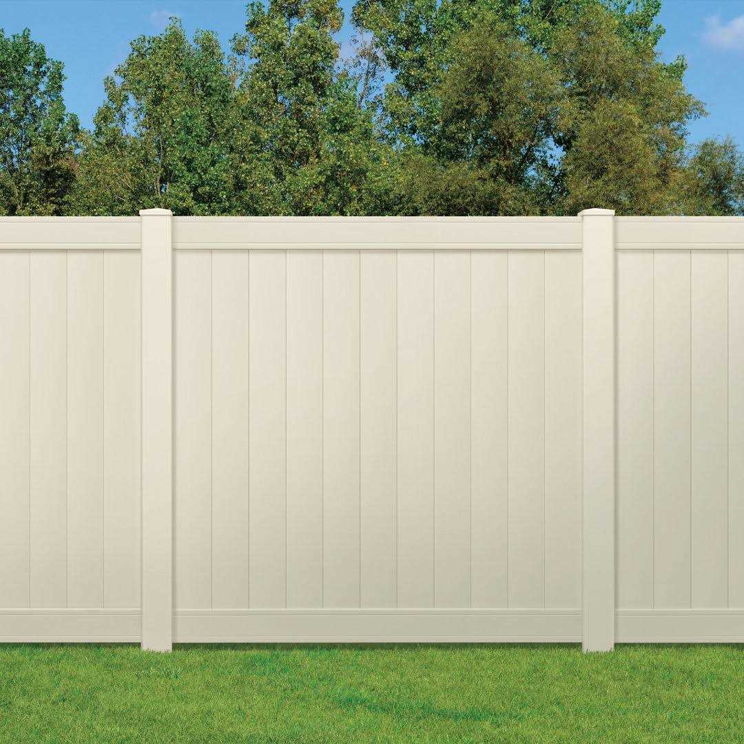 Outdoor Essentials Pro-Series 6 ft. H x 8 ft. W Tan Vinyl Woodbridge Privacy Fence Panel - Image 5