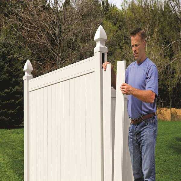 Woodbridge 5 in. x 5 in. x Routed White Vinyl Fence Line Post Outdoor Essentials - Image 3