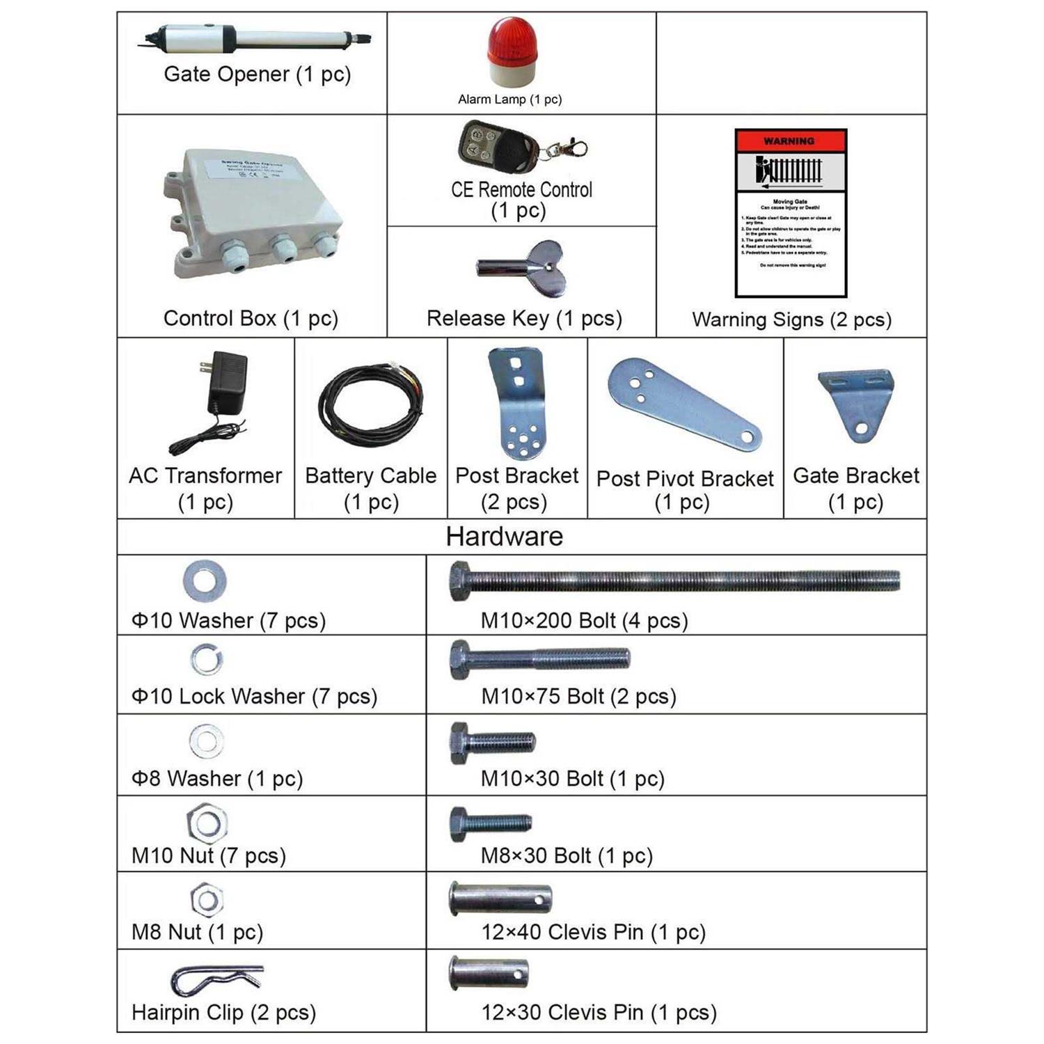 VEVOR Automatic Gate Opener Swing Gate Opener 551lbs & 16.4ft Length Door Remote LBKMJ550B1G365001V1 - Image 5