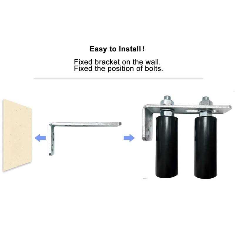 Mageway Universal Slide Gate Guide Roller 4 Black L Rear Post Bracket Adjustable Dual Nylon Rollers Gate Support Assembly for Sliding Rolling Gates - Image 3