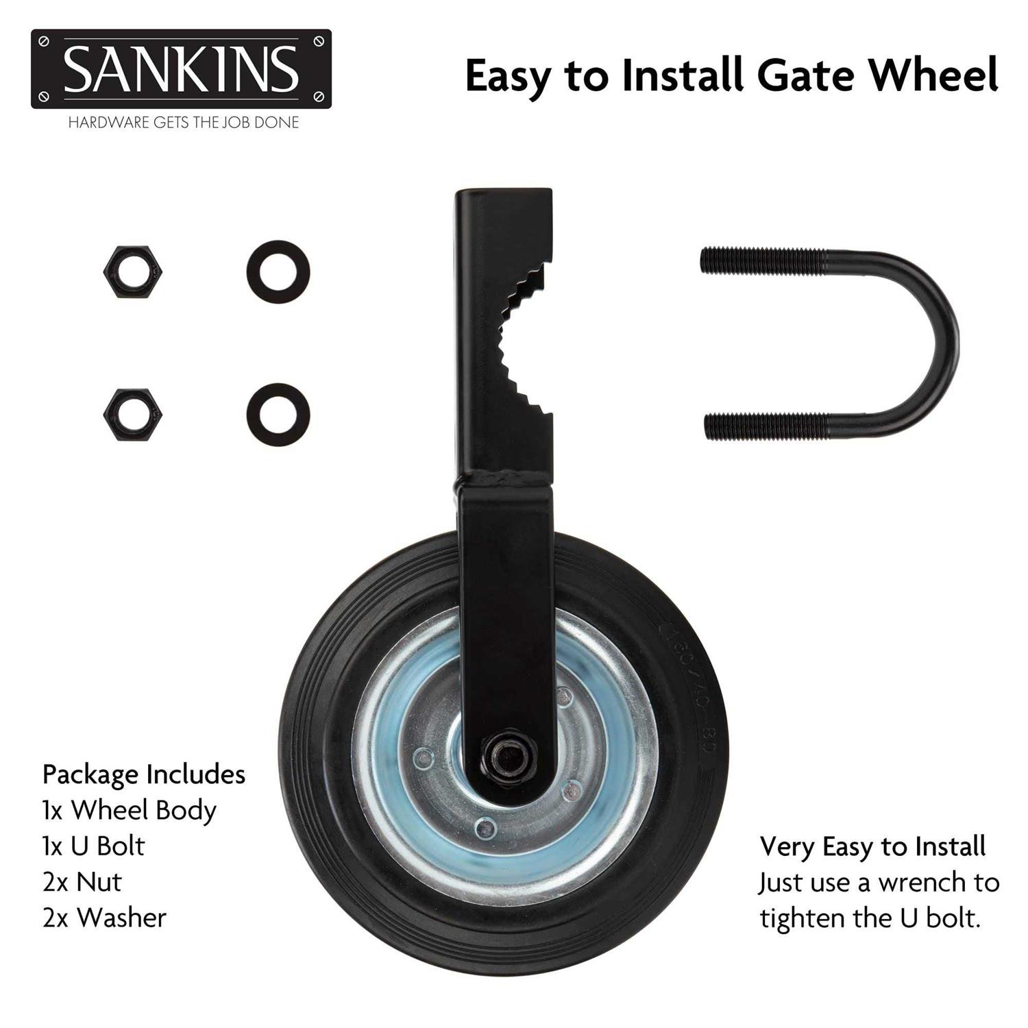 SANKINS Gate Helper Wheel for Supporting Metal Swing Gates with 1-5/8 Thru 2 Gate Frames - Image 3