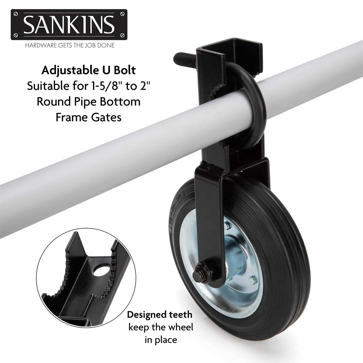 SANKINS Gate Helper Wheel for Supporting Metal Swing Gates with 1-5/8 Thru 2 Gate Frames - Image 5