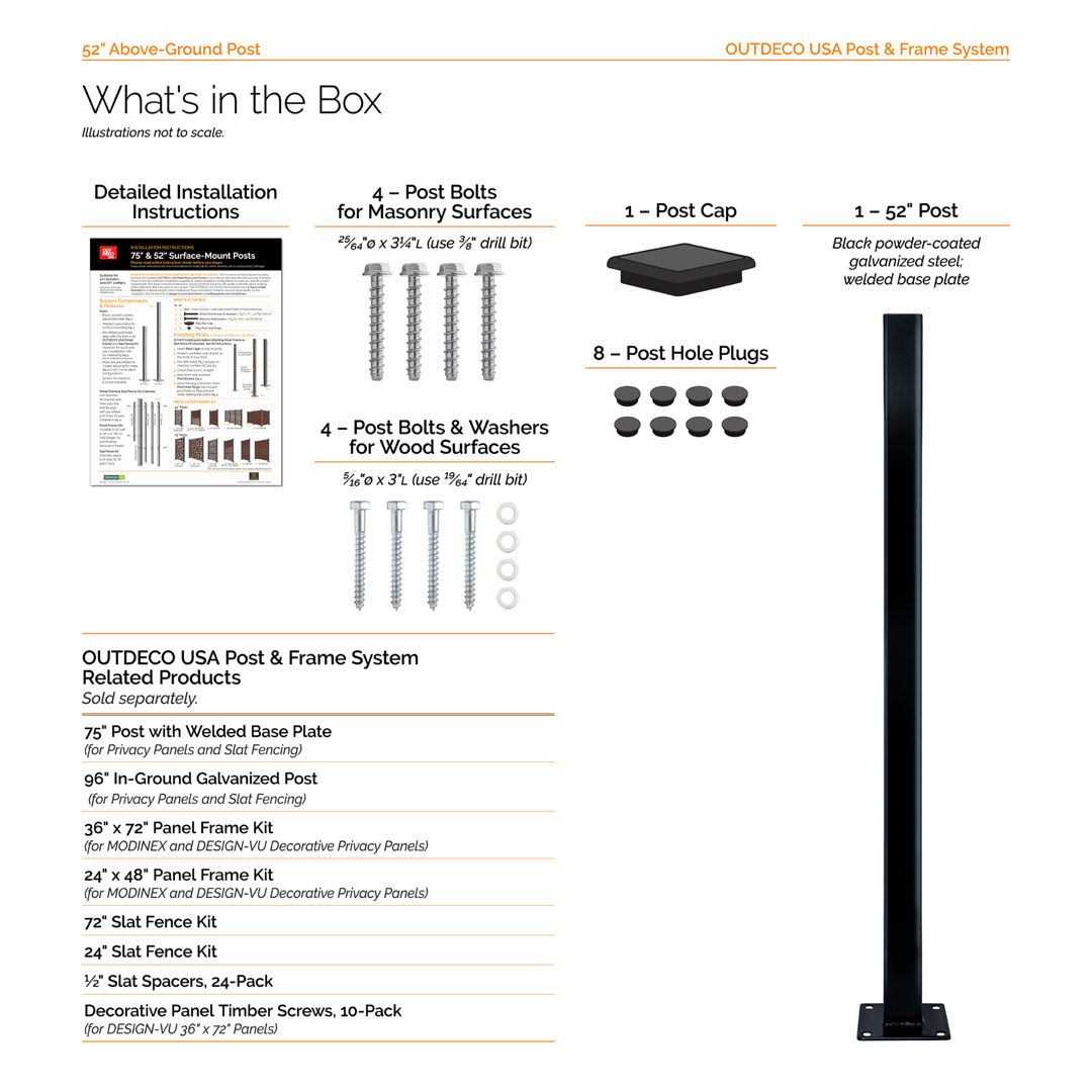 OUTDECO 2 in. x Black Galvanized Steel Fence Post and Welded Base Plate - Image 5