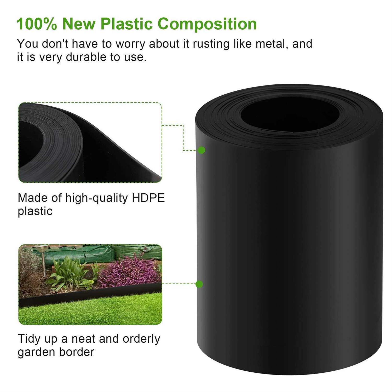 Doniks 12 Gauge Grass Weed Barrier Landscape Edging 10 inch Depth Flexible Border Roll Lawn Landscape Garden Edging for Backyard Driveway - Image 4