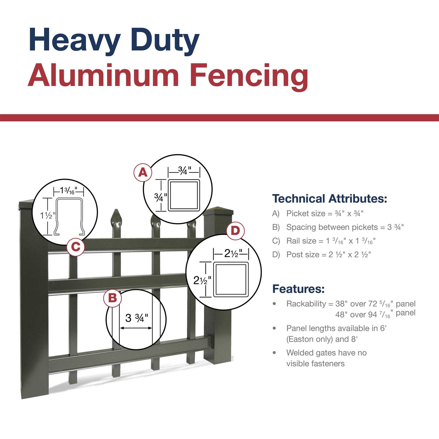 Freedom New Haven H x 4-ft W Black Aluminum Spaced Picket Flat-top Decorative Fence Gate - Image 3