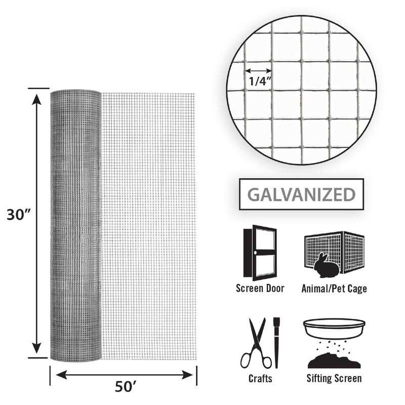 Garden Zone 30 in. W x 50 ft. L Silver Gray Steel Hardware Cloth 1/4 - Image 5