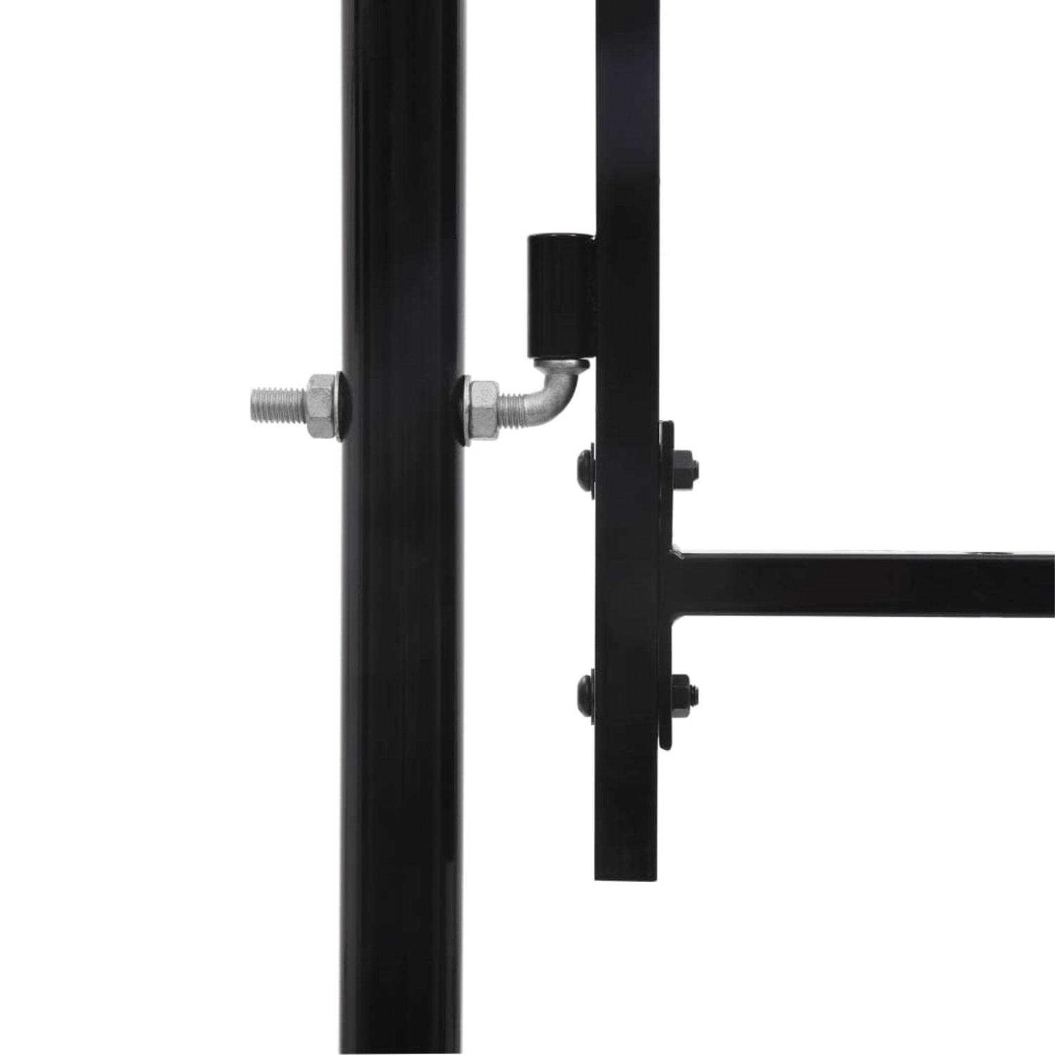 vidaXL Fence Gate Single Door with Spike Top Steel Black - Image 3