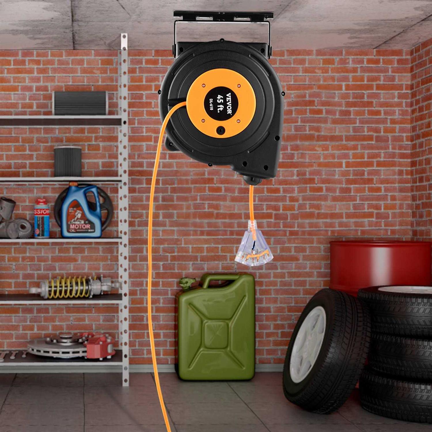 VEVOR Retractable Extension Cord Reel Heavy Duty 3C SJTOW Power Cord - Image 3