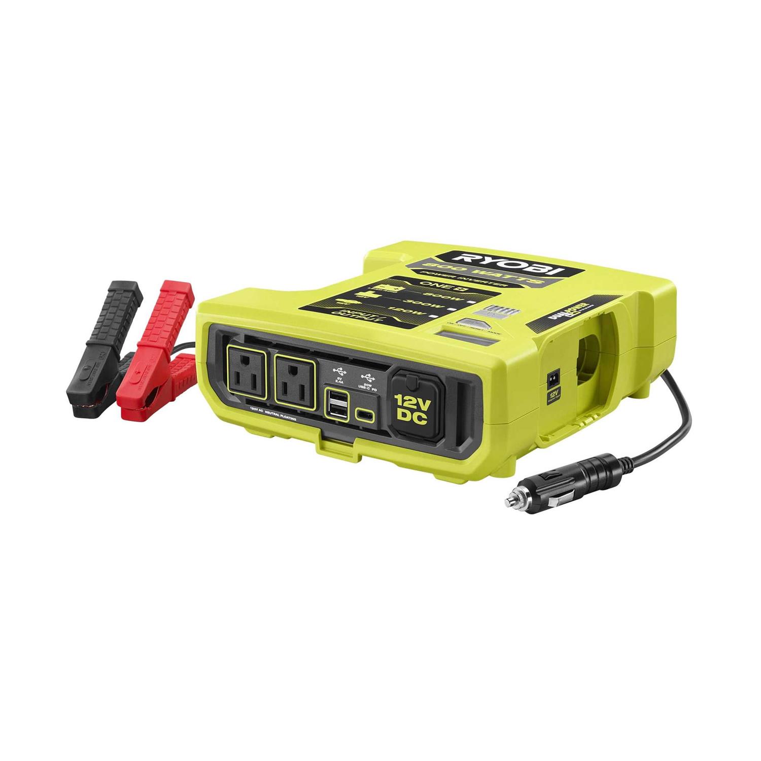 RYOBI ONE+ 18V 800-Watt Max 12V Automotive Power Inverter with Dual USB Ports