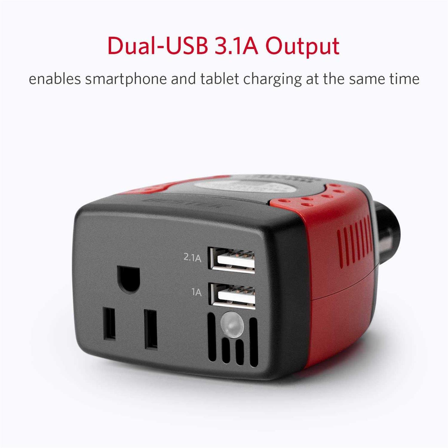 Bestek 150w Power Inverter 12V to 110V Voltage Converter Car Charger Power Adapter with 3.1a Dual USB Charging Ports - Image 5