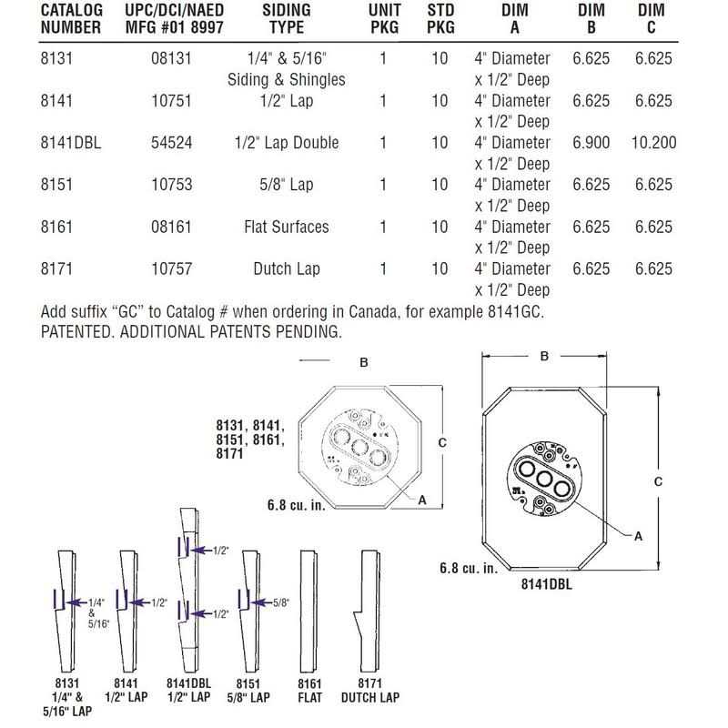 Arlington 8141DBL Siding Mounting Kit with Built-in Box - Image 3