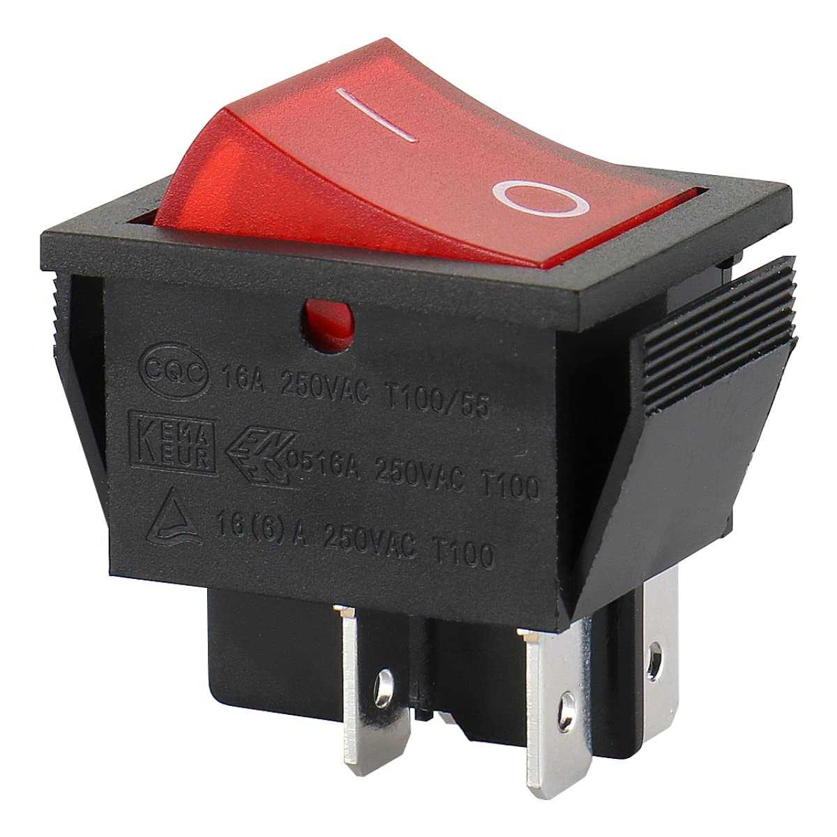 Baomain Red Light Dpst OnOff Snap in Boat Rocker Switch 4 Pin 16A250V Ul Tuv List 1 Pack - Image 4