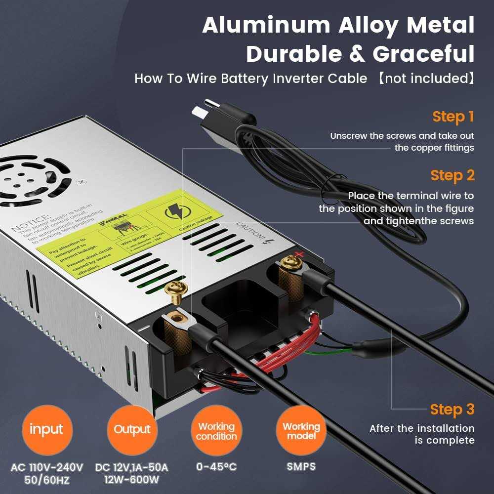 Anbull SMPS 110V AC to 12V DC Converter Power Supply Adapter Switch Transformer Max 50A 600W - Image 4