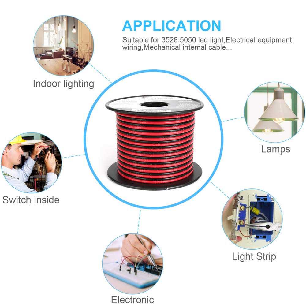 Tyumen 100ft Gauge 2pin 2 Color Red Black Cable Hookup Electrical Wire LED Strips Extension Wire 12v/24v DC Cable - Image 4