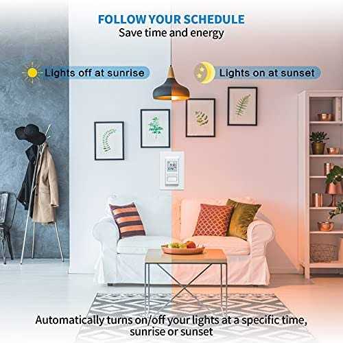 Toolhome 7 Day Programmable Light Switch Timer, in-wall Timer Switch Automatically Turn On and Off Your Lights at Sunrise/sunset for Lights Fans - Image 5