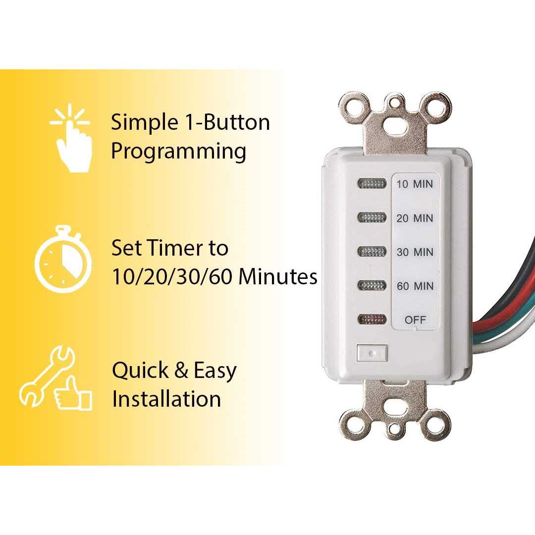 Bathroom Fan Auto Shut Off 60-30-20-10 Minute Preset Countdown Wall Switch Timer - Image 3