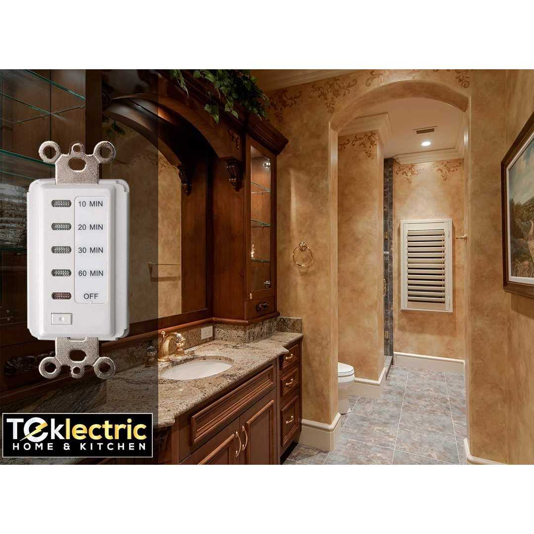 Bathroom Fan Auto Shut Off 60-30-20-10 Minute Preset Countdown Wall Switch Timer - Image 4