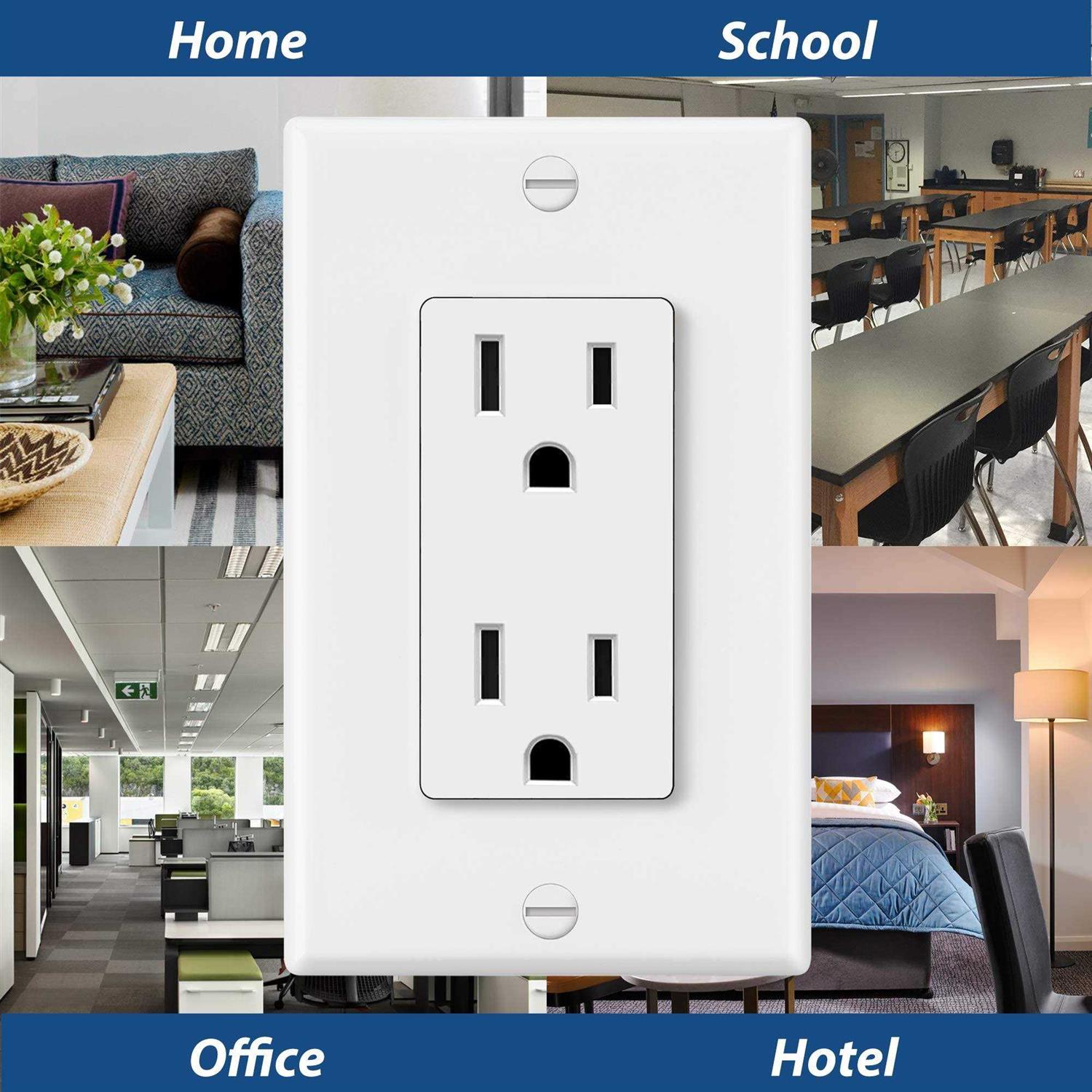 20 Pack ELECTECK 15 Amp Decorator Outlet with Wall Plate, Non-Tamper Resistant and Residential Receptacle - Image 3