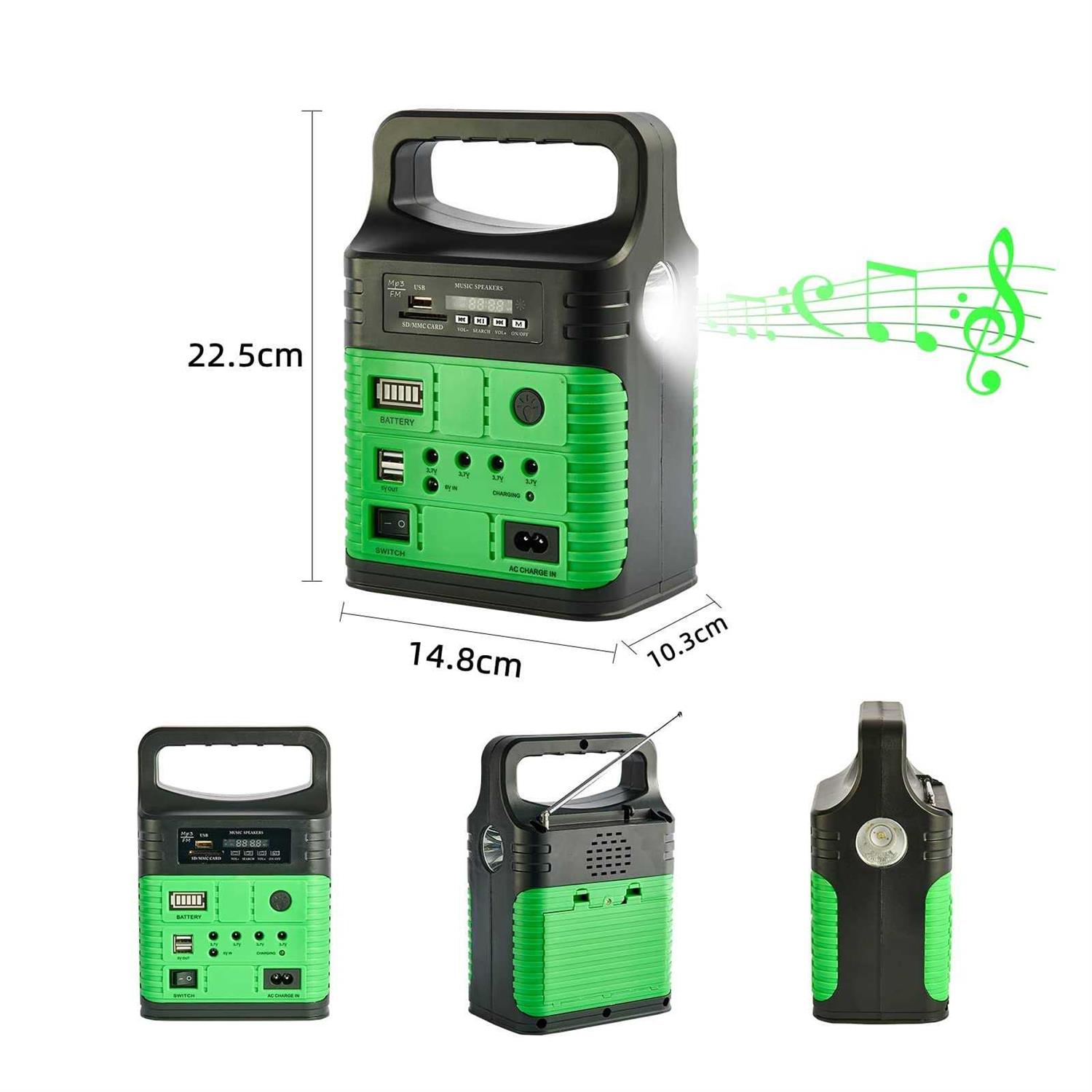 UPEOR Solar Generator Portable Power Station 8000mAh Solar Power Generator with Solar Panel,MP3&FM Radio,Bluetooth,3 Sets LED Li - Image 5