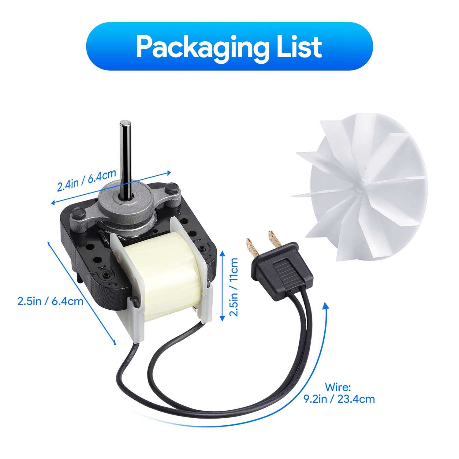 Bathroom Vent Fan Motor and Blower Wheel Replacement Upgraded Ultra Quiet Electric Motors Kit Compatible with Nutone Broan 50CFM 120V - Image 3