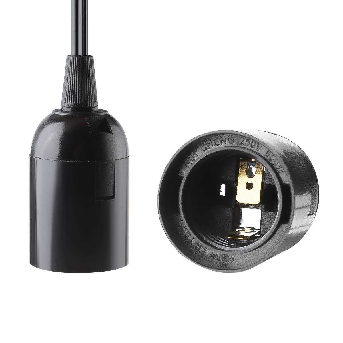 2-Pack Extension Hanging Lantern Cord Cable UL 375W with E26 E27 Socket On/Off Button Pendant Lighting - Image 3