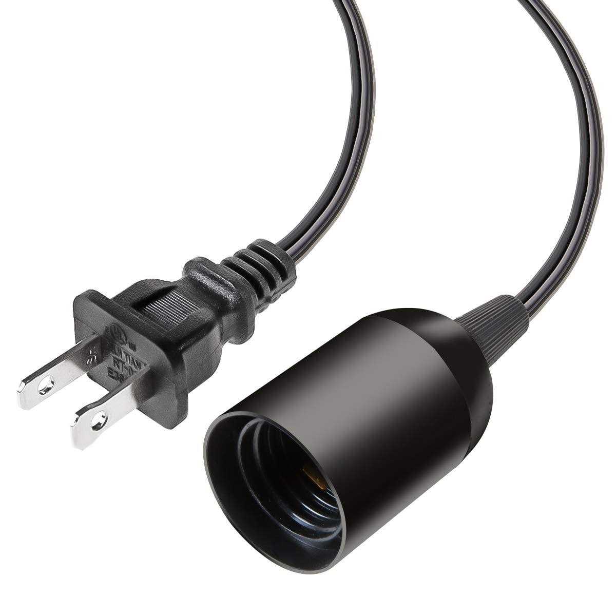 2-Pack Extension Hanging Lantern Cord Cable UL 375W with E26 E27 Socket On/Off Button Pendant Lighting - Image 4