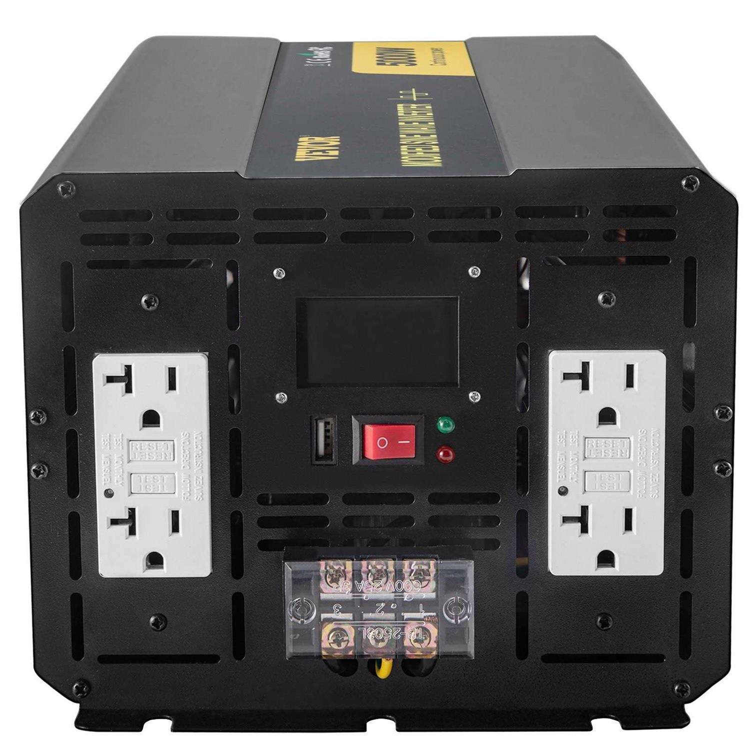 VEVOR Power Inverter 5000W Modified Sine Wave Inverter DC 12V to AC 110V Car Converter with LCD Display Remote Controller Led Indicator Gfci Outlets - Image 5
