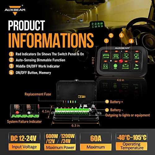 Auxbeam 8 Gang Switch Panel Ga80 Universal Circuit Control Relay System Automatic Dimmable Led On-off Switch Pod Touch Control Panel Relay Box For Car - Image 3